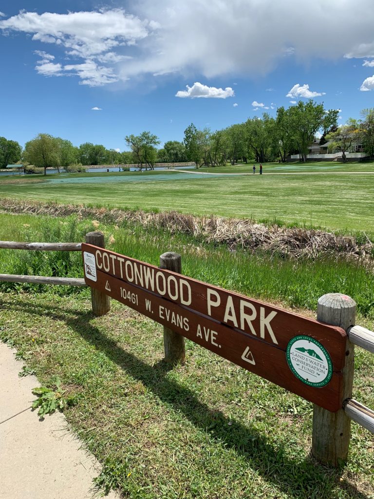 A beautiful area of Cottonwood Park at 10461 W. Evans Ave. that was a product of successful hydroseeding / hydroturfing and erosion control.